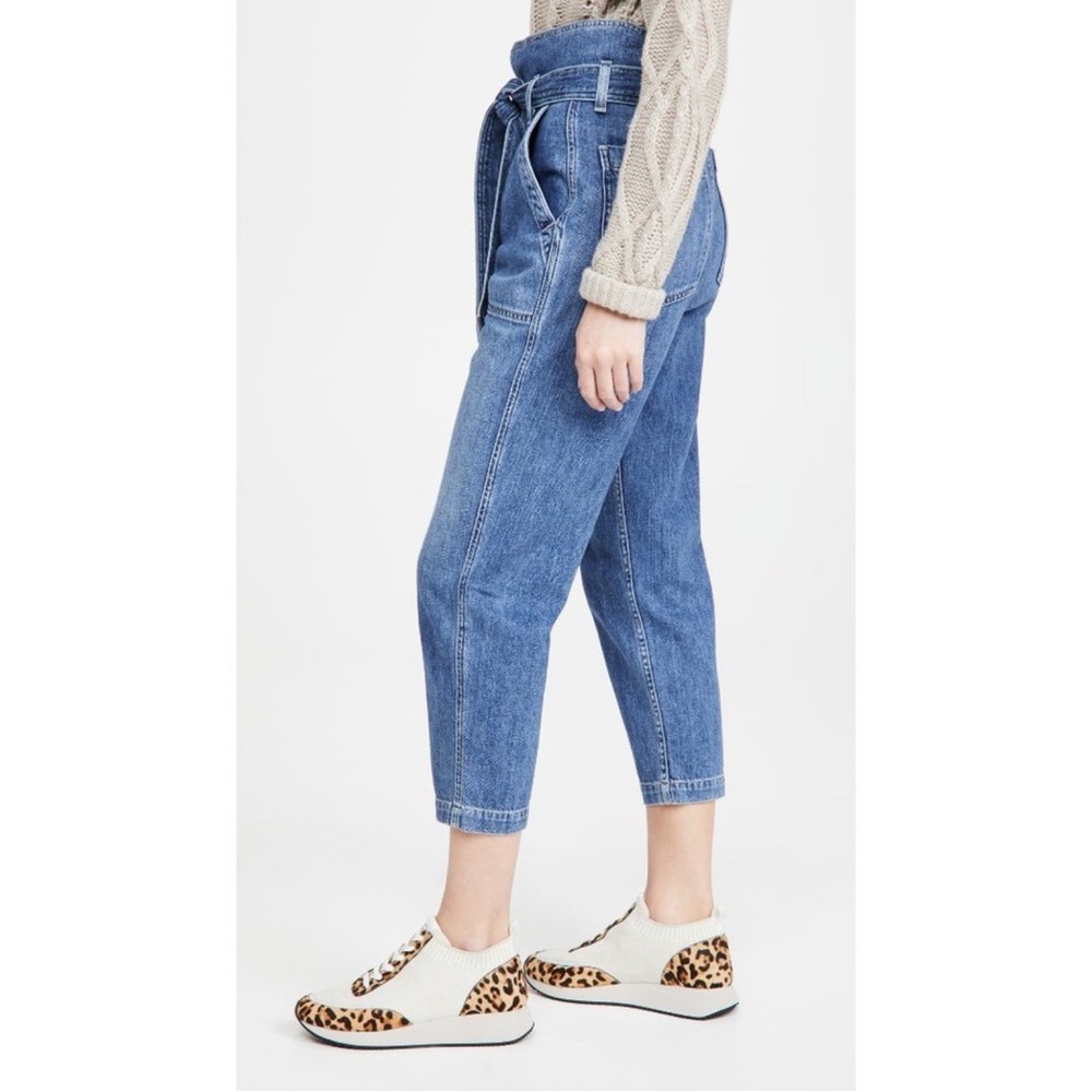 CITIZENS OF HUMANITY Noelle Belted Cargo Jeans High Waist Crop Blue Size 27 - Picture 3 of 16